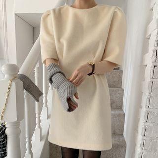 Puff-shoulder Fuzzy Minidress