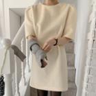 Puff-shoulder Fuzzy Minidress