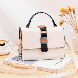 Top Handle Contrast Color Flap Crossbody Bag