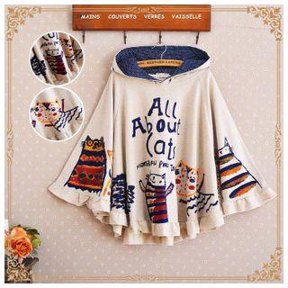 Painted Cat Hooded Cape