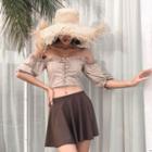 Off-shoulder Ruffled Drawstring Swim Top / Swim Skirt / Cover-up / Set