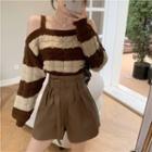 Cold Shoulder Two Tone Sweater / Pants / Set