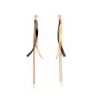 Simple And Fashion Plated Rose Gold 316l Stainless Steel Geometric Tassel Earrings Rose Gold - One Size