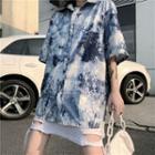 Tie-dyed Short-sleeve Button-down Shirt