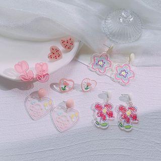 Acrylic Flower / Heart Earring (various Designs)