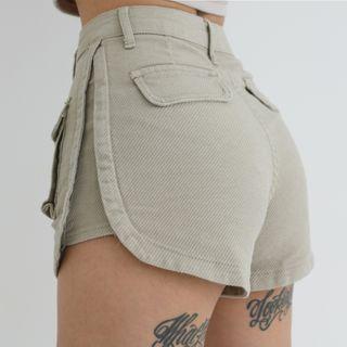 High Waist Skinny Split Shorts