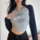 Raglan Sleeve Lettering Cropped T-shirt