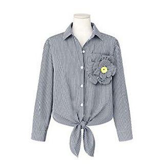 Pinstriped Tie Front Shirt