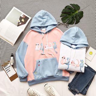 Cartoon Embroidered Hooded Sweatshirt