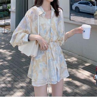 Set: Tie-dye Shirt + Wide Leg Shorts