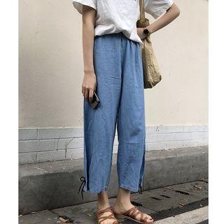 Side Tie Wide-leg Jeans