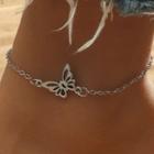 Butterfly Alloy Anklet 01 - Silver - One Size