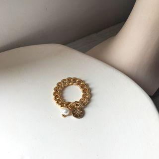 Faux Pearl Chained Ring 1 Pc - Ring - One Size
