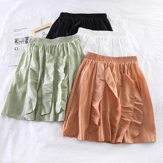 Plain Ruffle-trim Skirt