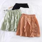 Plain Ruffle-trim Skirt