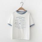 Short-sleeve Print T-shirt Light Blue - One Size