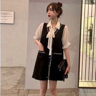Mock Two-piece Chiffon Panel Dress