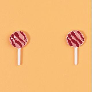 Lollipop Stud Earring 1 Pair - 925silver Earring - One Size