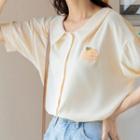 Short-sleeve Embroidered Shirt Almond - One Size