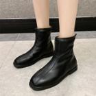 Fleece-lined Faux-leather Short Boots