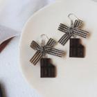 Plaid Bow Resin Chocolate Dangle Earring