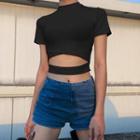 Cutout-front Short-sleeve Cropped T-shirt
