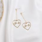 Rhinestone Heartbeat & Heart Dangle Earring 1 Pair - E2565 - As Shown In Figure - One Size