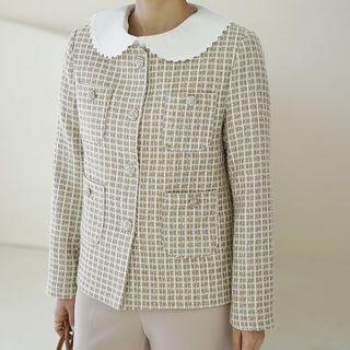 Floral Buttoned Tweed Jacket