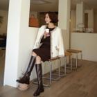 Tweed-trim Hook-and-eye Jacket