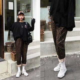 Band-waist Leopard Pants