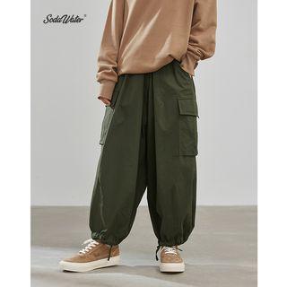 Unisex Tie-hem Loose-fit Cargo Pants