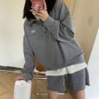Long-sleeve Polo Shirt / High-waist Drawstring Shorts