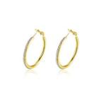 Simple And Fashion Plated Gold Geometric Round Cubic Zircon Earrings Golden - One Size