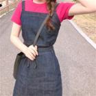 Short Sleeve Plain Tee / Denim Tank Dress