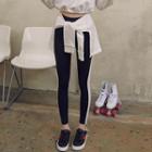 Inset Tie-waist Contrast-trim Sports Skirt Leggings