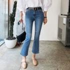 Slit-trim Washed Boot-cut Jeans