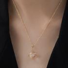 Faux Crystal Pendant Stainless Steel Necklace Gold - One Size