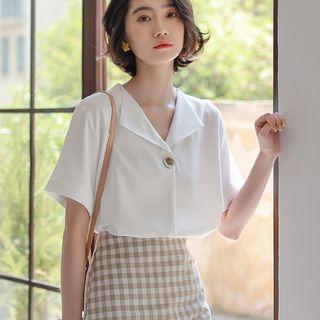 Short-sleeve One Buttoned Shirt White - One Size