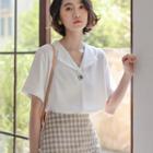 Short-sleeve One Buttoned Shirt White - One Size