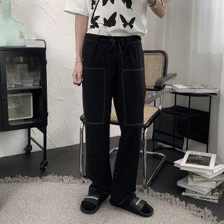 Contrast Stitching Straight-fit Pants