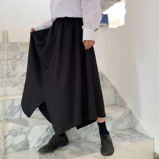 Irregular Hem Cropped Wide-leg Pants