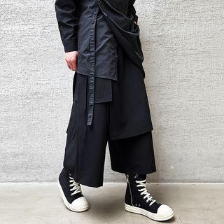 Layered Cropped Wide Leg Pants