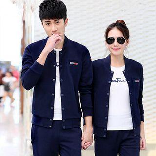 Couple Matching Set: Buttoned Jacket + T-shirt + Sweatpants