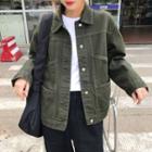 Loose-fit Denim Jacket Army Green - One Size