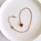 Strawberry Pendant Necklace 3026 - Red Strawberry - Gold - One Size