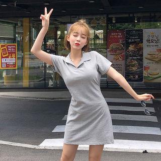 Tie-waist Colored Polo Dress