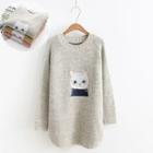 Cat Embroidered Long Sweater