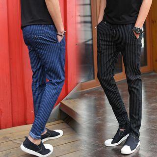 Slim-fit Drawstring Striped Pants