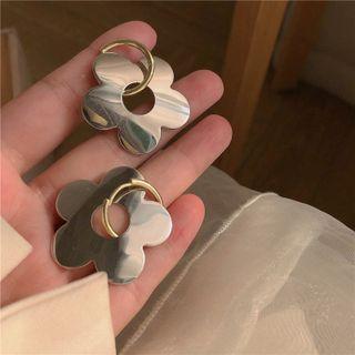 Flower Alloy Dangle Earring Gold & Silver - One Size