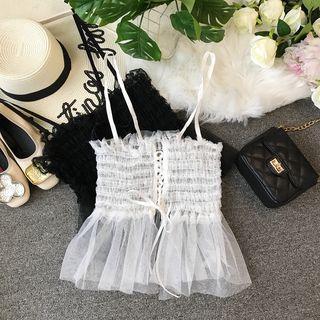 Spaghetti-strap Mesh Top